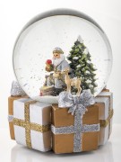 SZKLANA KULA ŚNIEŻNA Z POZYTYWKĄ MIKOŁAJ Z PREZENTAMI 16CM