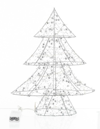 FIGURKA CHOINKA LED SREBRNA 36x29x8CM