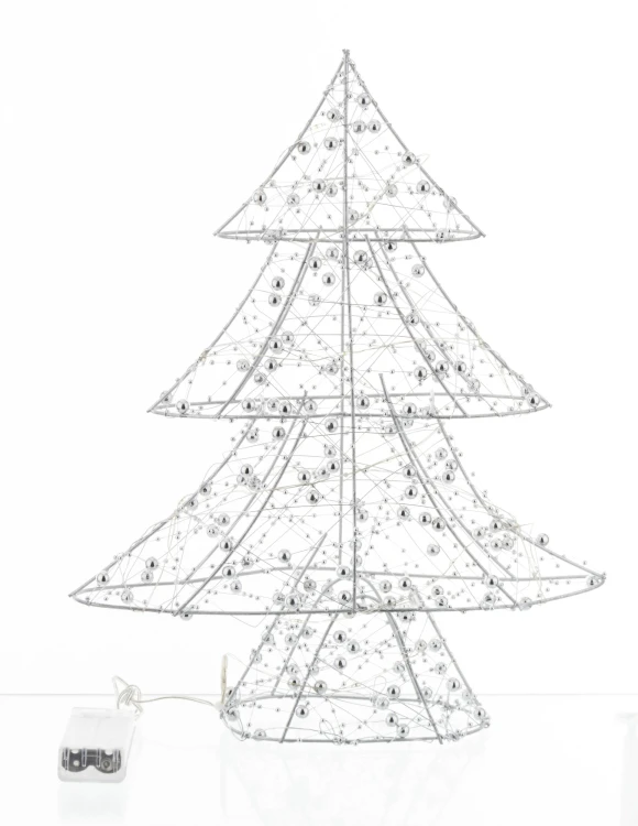 FIGURKA CHOINKA LED SREBRNA 36x29x8CM