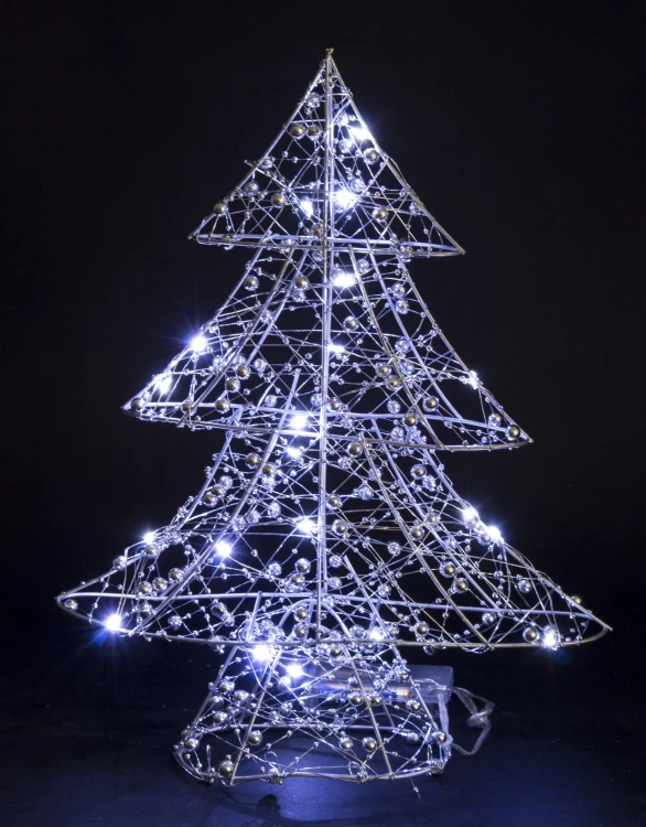 FIGURKA CHOINKA LED SREBRNA 36x29x8CM