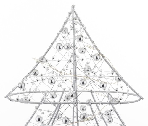 FIGURKA CHOINKA LED SREBRNA 36x29x8CM