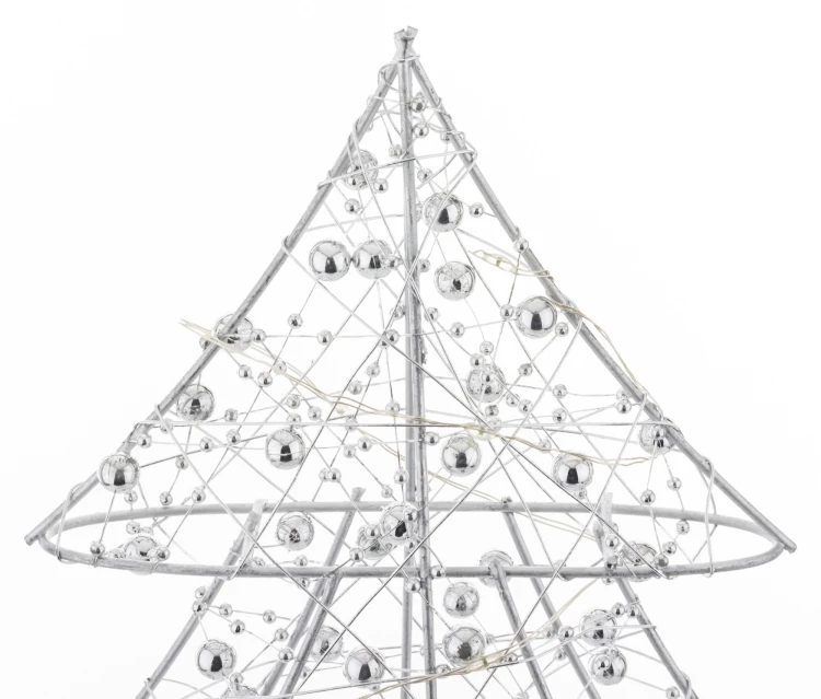 FIGURKA CHOINKA LED SREBRNA 36x29x8CM