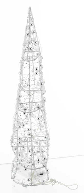 FIGURKA CHOINKA LED SREBRNA 36x29x8CM