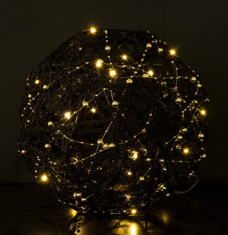 ŚWIĄTECZNA OZDOBNA CZARNA KULA LED 25CM