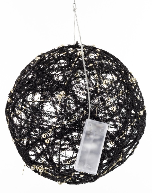 ŚWIĄTECZNA OZDOBNA CZARNA KULA LED 25CM