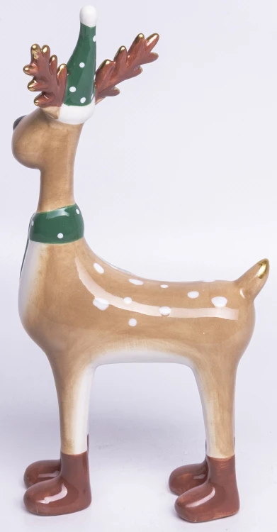 Figurka Świąteczna Renifer w Czapce i Szaliku – 22 cm