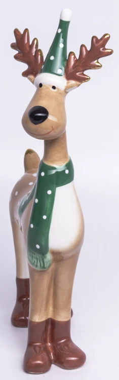 Figurka Świąteczna Renifer w Czapce i Szaliku – 22 cm