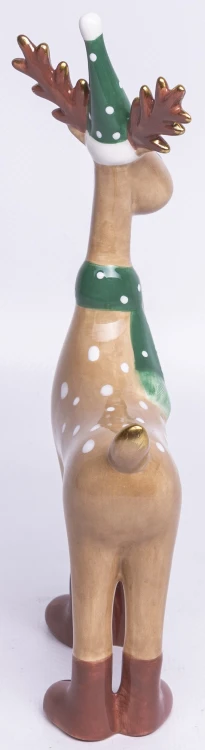 Figurka Świąteczna Renifer w Czapce i Szaliku – 22 cm