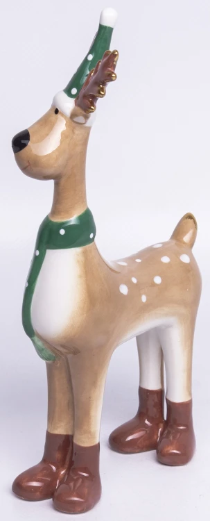 Figurka Świąteczna Renifer w Czapce i Szaliku – 22 cm