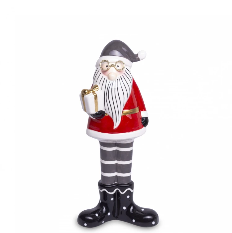 Figurka Świąteczna Mikołaj Skrzat z Prezentem 23,5cm
