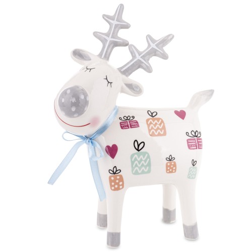 Figurka Świąteczna Renifer z Prezentami 23cm
