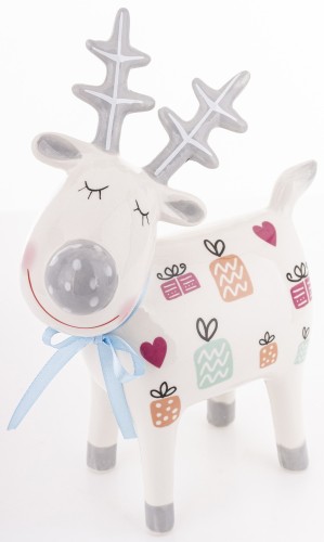 Figurka Świąteczna Renifer z Prezentami 23cm