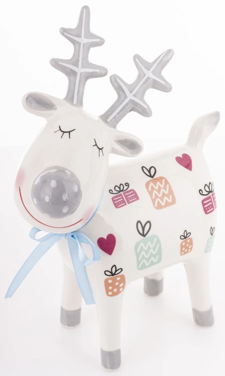 Figurka Świąteczna Renifer z Prezentami 23cm