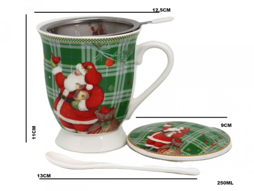 ZESTAW KUBEK ŚWIĄTECZNY Z ZAPARZACZEM 250ML