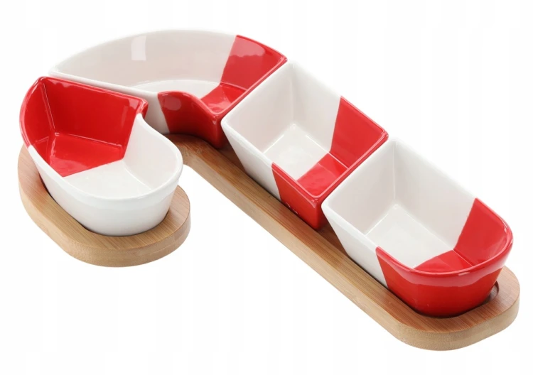KPL. DO SERWOWANIA 4 MISECZKI LASKA CUKROWA 32x18x5CM