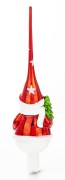 CZUBEK SZPIC NA CHOINKĘ SZKLANY BAŁWAN 31CM