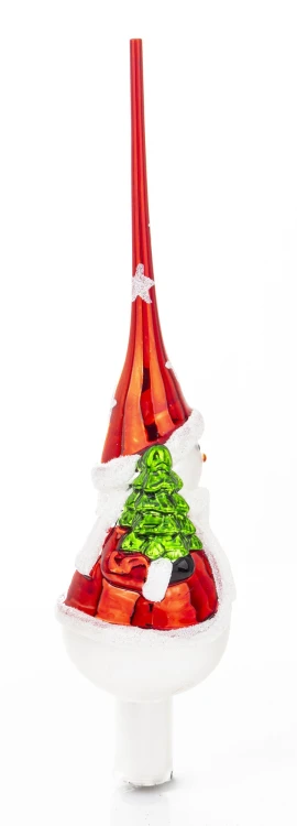 CZUBEK SZPIC NA CHOINKĘ SZKLANY BAŁWAN 31CM