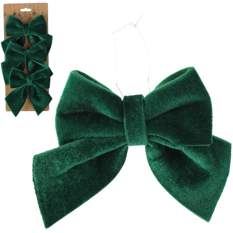 KPL. 3 KOKARDEK BOŻONARODZENIOWYCH 12 CM ZIELONY