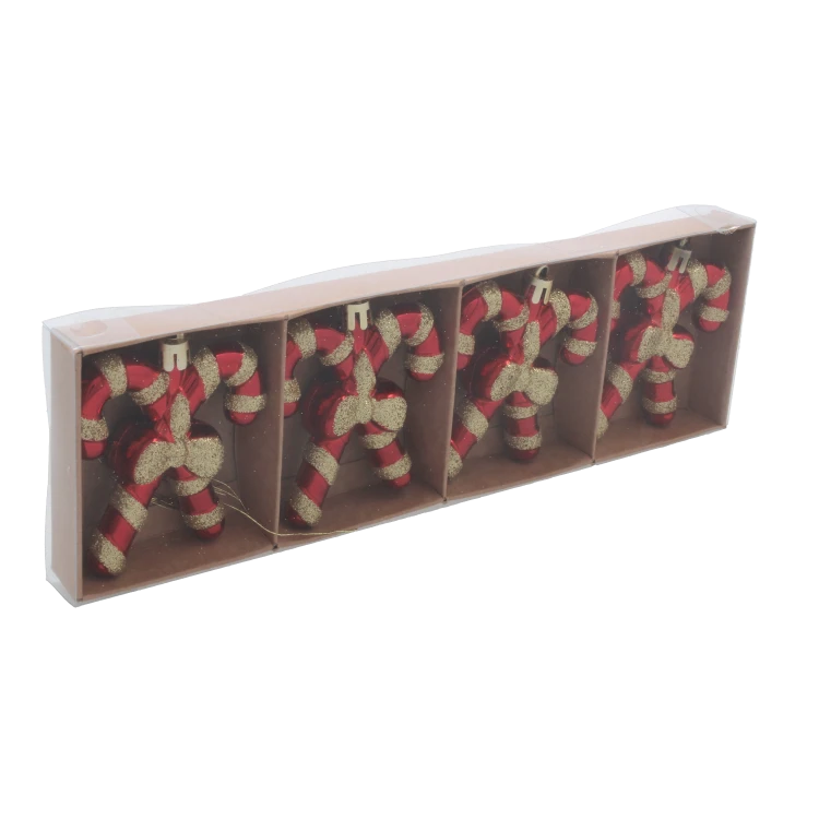 KPL. 4 OZDÓB BOMBEK CHOINKOWYCH - LASKA CUKROWA 7,5X6,5CM