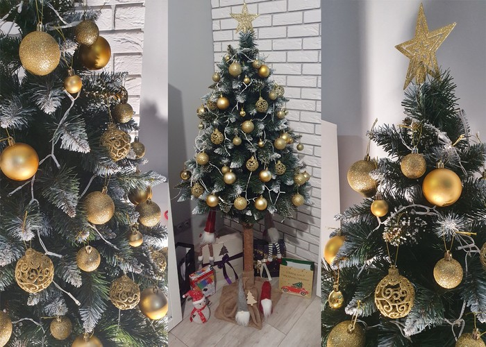 Bombki choinkowe zestaw 100 szt + gwiazda, złote