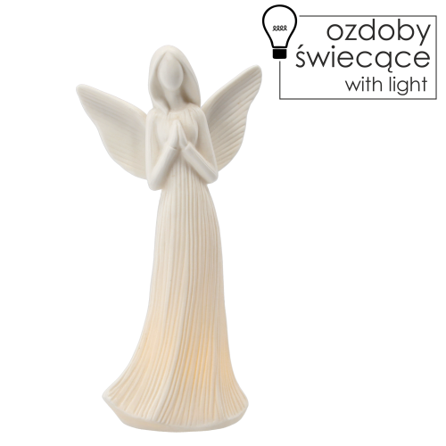 FIGURKA CERAMICZNA ANIOŁ LED – WYSOKOŚĆ 23,6 CM