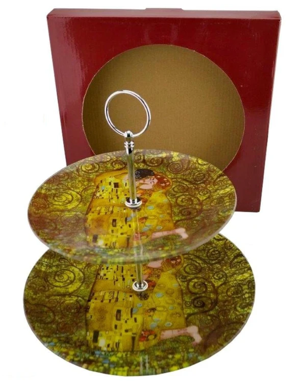 PATERA DWUPIĘTROWA KLIMT POCAŁUNEK 25X25 CM