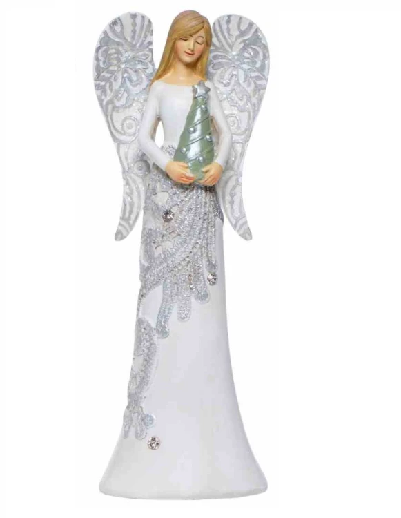 FIGURKA ANIOŁ Z CHOINKĄ 22,5CM