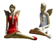 FIGURKA ANIOŁ SIEDZĄCY Z WARKOCZEM 25CM biały HAND MADE