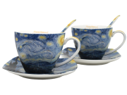 ZESTAW FILIŻANEK ZE SPODKIEM 250ML VAN GOGH GWIEŹDZISTA NOC