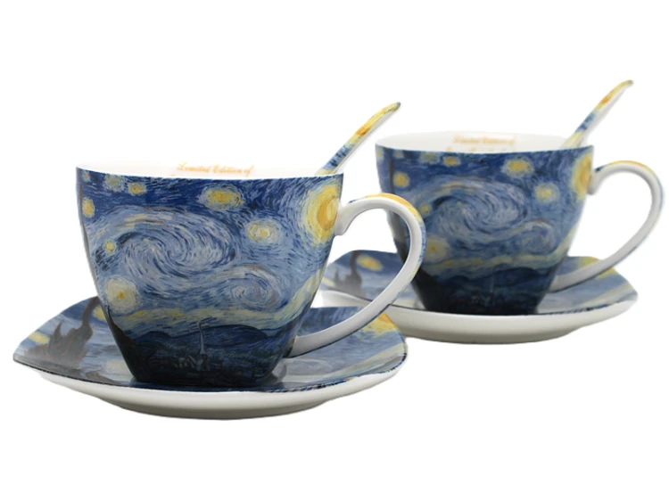 ZESTAW FILIŻANEK ZE SPODKIEM 250ML VAN GOGH GWIEŹDZISTA NOC
