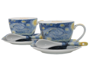 ZESTAW FILIŻANEK ZE SPODKIEM 250ML VAN GOGH GWIEŹDZISTA NOC