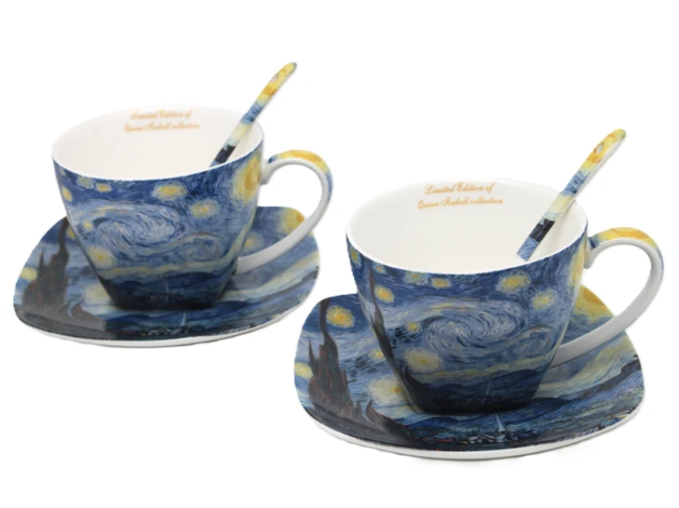 ZESTAW FILIŻANEK ZE SPODKIEM 250ML VAN GOGH GWIEŹDZISTA NOC