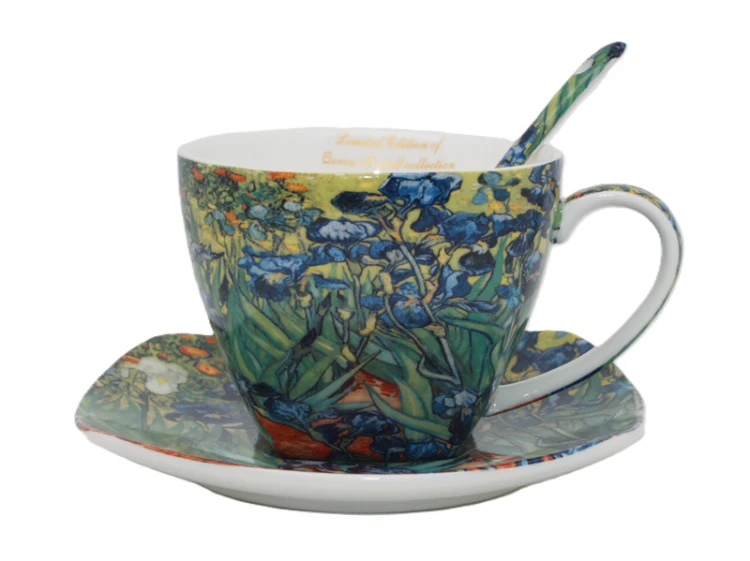 FILIŻANKA ZE SPODKIEM I ŁYŻECZKĄ 250ML VAN GOGH IRYSY