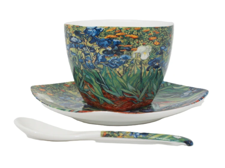 FILIŻANKA ZE SPODKIEM I ŁYŻECZKĄ 250ML VAN GOGH IRYSY