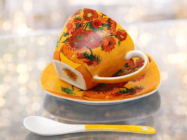FILIŻANKA ZE SPODKIEM I ŁYŻECZKĄ 250ML VAN GOGH SŁONECZNIKI