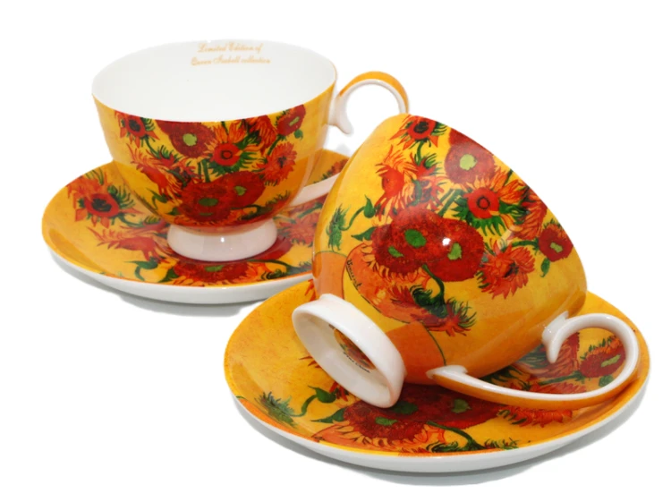 ZESTAW FILIŻANEK ZE SPODKIEM 250ML VAN GOGH SŁONECZNIKI