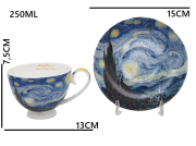 ZESTAW FILIŻANEK ZE SPODKIEM 250ML VAN GOGH GWIEŹDZISTA NOC