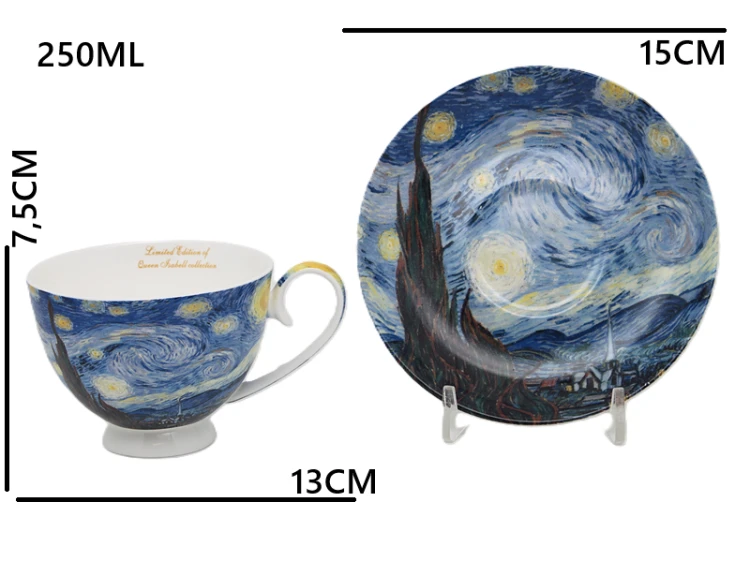 ZESTAW FILIŻANEK ZE SPODKIEM 250ML VAN GOGH GWIEŹDZISTA NOC