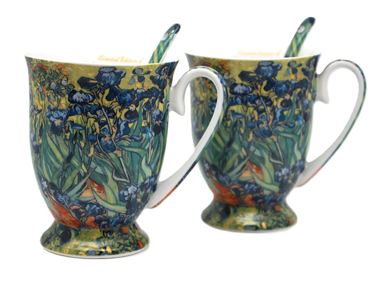 ZESTAW KUBKÓW Z ŁYŻECZKAMI 300ML VAN GOGH IRYSY