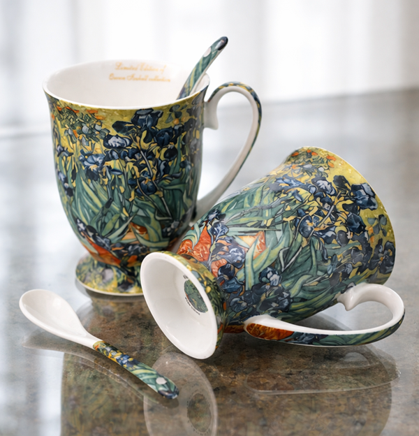 ZESTAW KUBKÓW Z ŁYŻECZKAMI 300ML VAN GOGH IRYSY