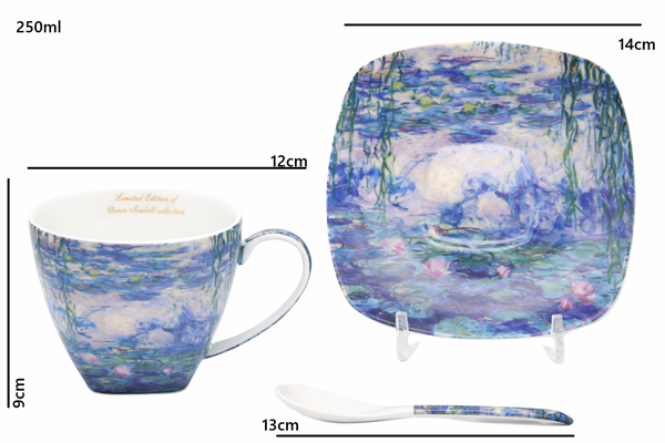 ZESTAW FILIŻANEK ZE SPODKIEM 250ML MONET NENUFARY