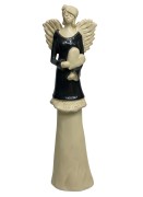 FIGURKA ANIOŁ STOJĄCY Z SERCEM CZARNY 37CM HAND MADE