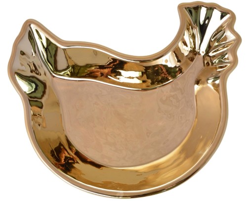 TALERZYK CERAMICZNY KURKA ZŁOTA 22X19X5 CM