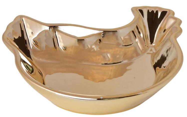 TALERZYK CERAMICZNY KURKA ZŁOTA 22X19X5 CM