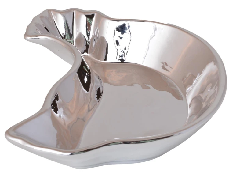 TALERZYK CERAMICZNY KURKA SREBRNA 22X19X5 CM