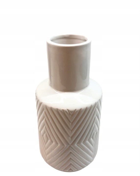 WAZON-CERAMICZNY-BIALY-Z-TEKSTUROWYM-WZOREM-GEOMETRYCZNYM