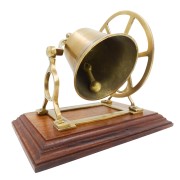 Mosiężny Dzwon obrotowy na drewnianej podstawie