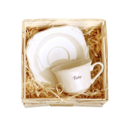 ZESTAW FILIŻANKA+SPODEK Z NAPISEM "TATA"