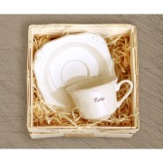 ZESTAW FILIŻANKA+SPODEK Z NAPISEM "TATA"