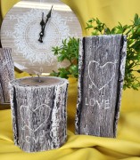 ŚWIECA PARAFINOWA Z NAPISEM LOVE WALENTYNKI